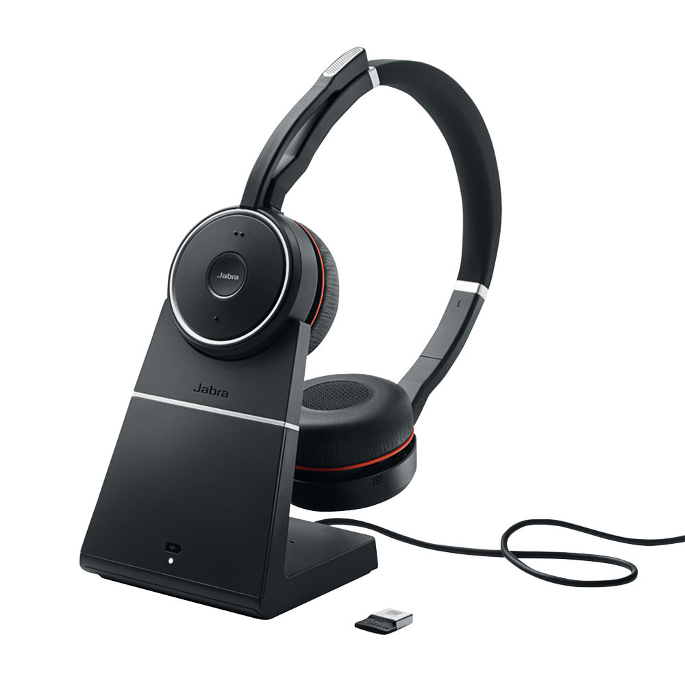 Jabra Evolve 75 Skype Black Headset with Charging Stand