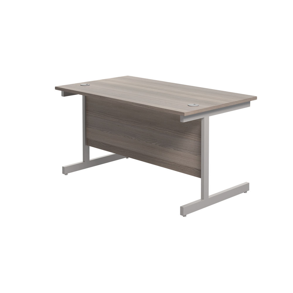 Jemini 1400x800mm Grey Oak/Silver Single Rectangular Desk