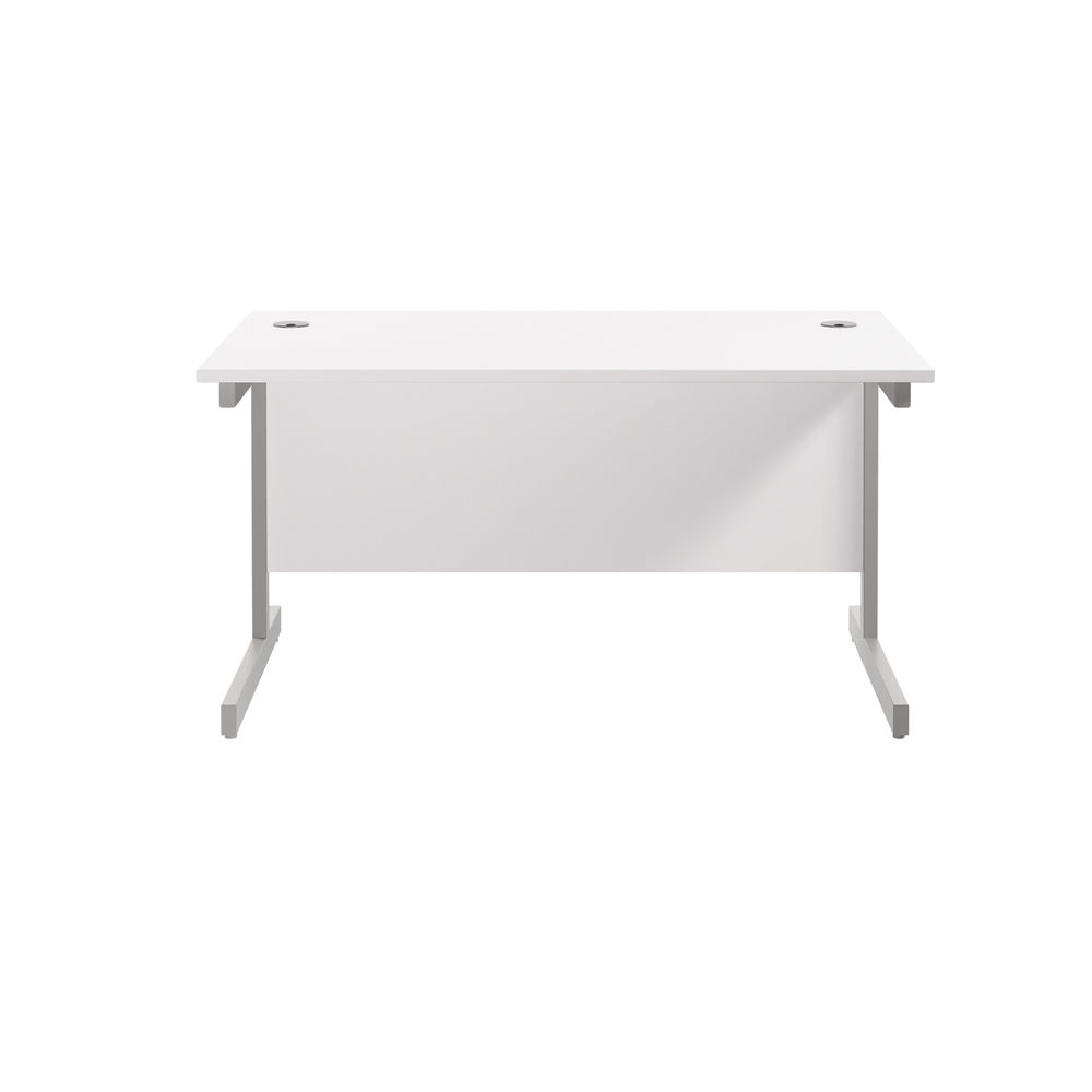 Jemini 1400x800mm White/Silver Single Rectangular Desk