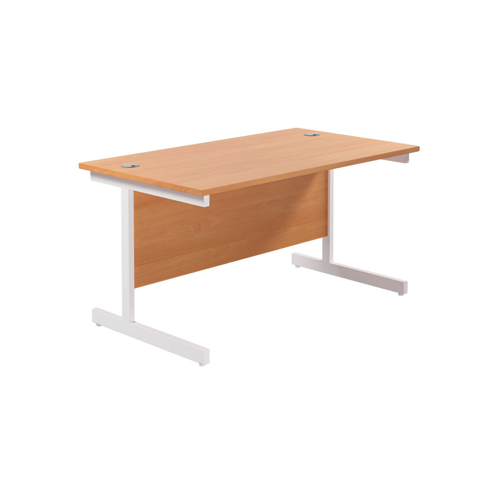 Jemini Single Rectangular Desk 1400x800x730mm Beech/White KF801189