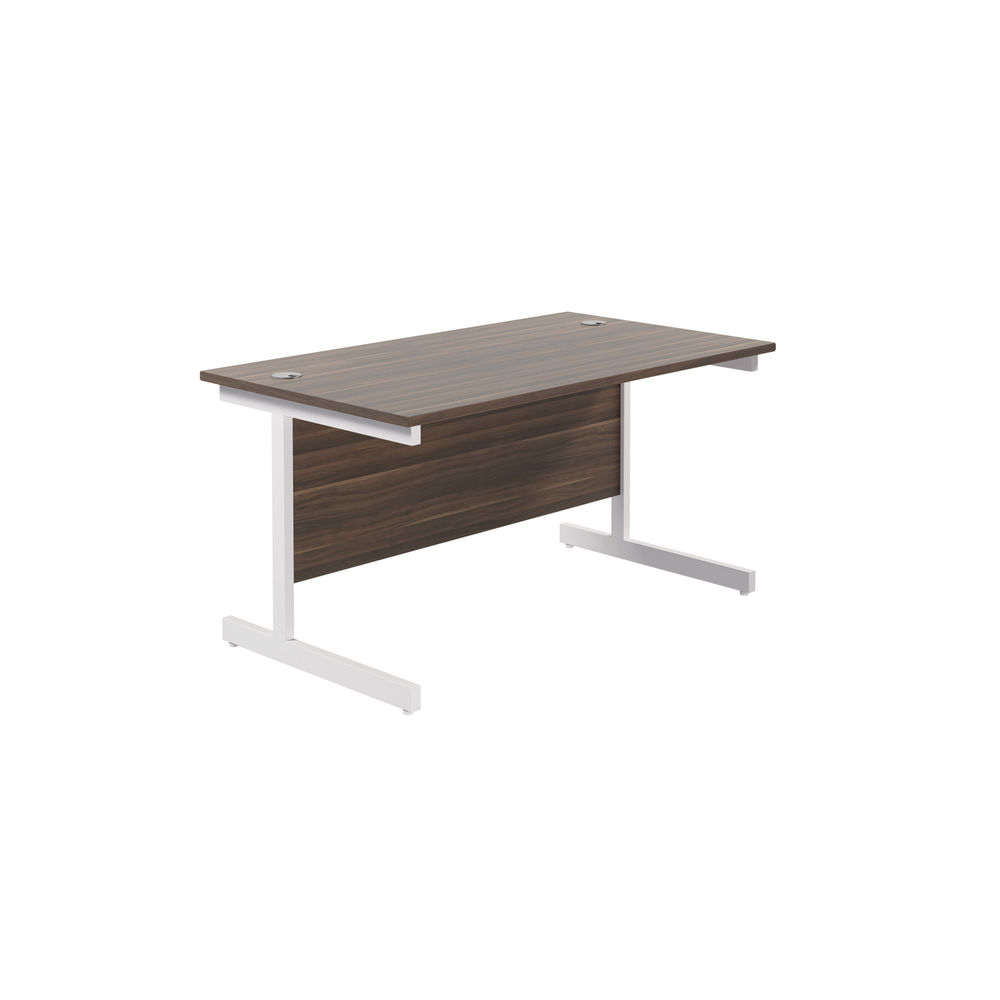 Jemini Single Rectangular Desk 1400x800x730mm Dark Walnut/White KF801235