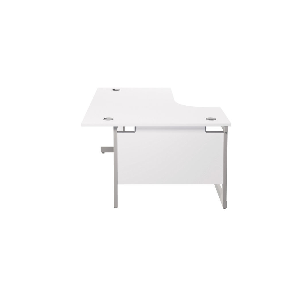 Jemini 1600mm White/Silver Left Hand Radial Desk