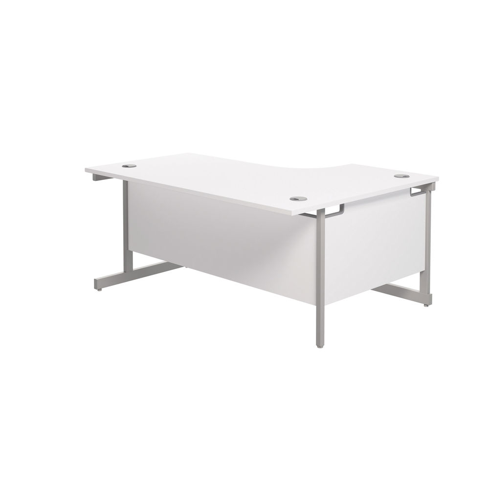 Jemini 1600mm White/Silver Left Hand Radial Desk