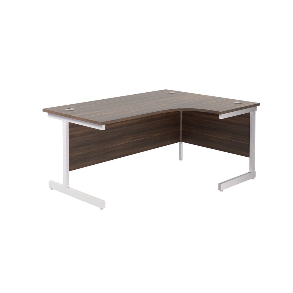 Jemini Radial Right Hand Cantilever Desk 1600x1200x730mm Dark Walnut/White KF801958