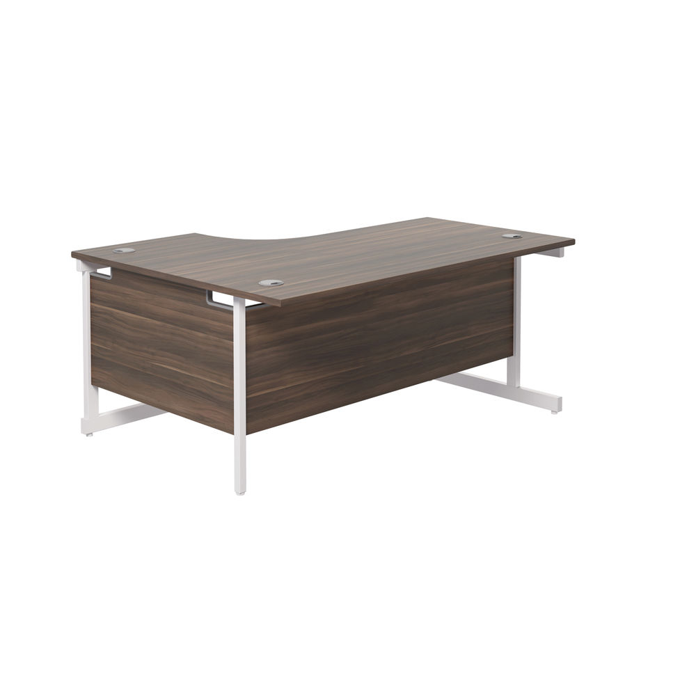 Jemini Radial 1600x1200x730mm Dark Walnut/White Right Hand Cantilever Desk