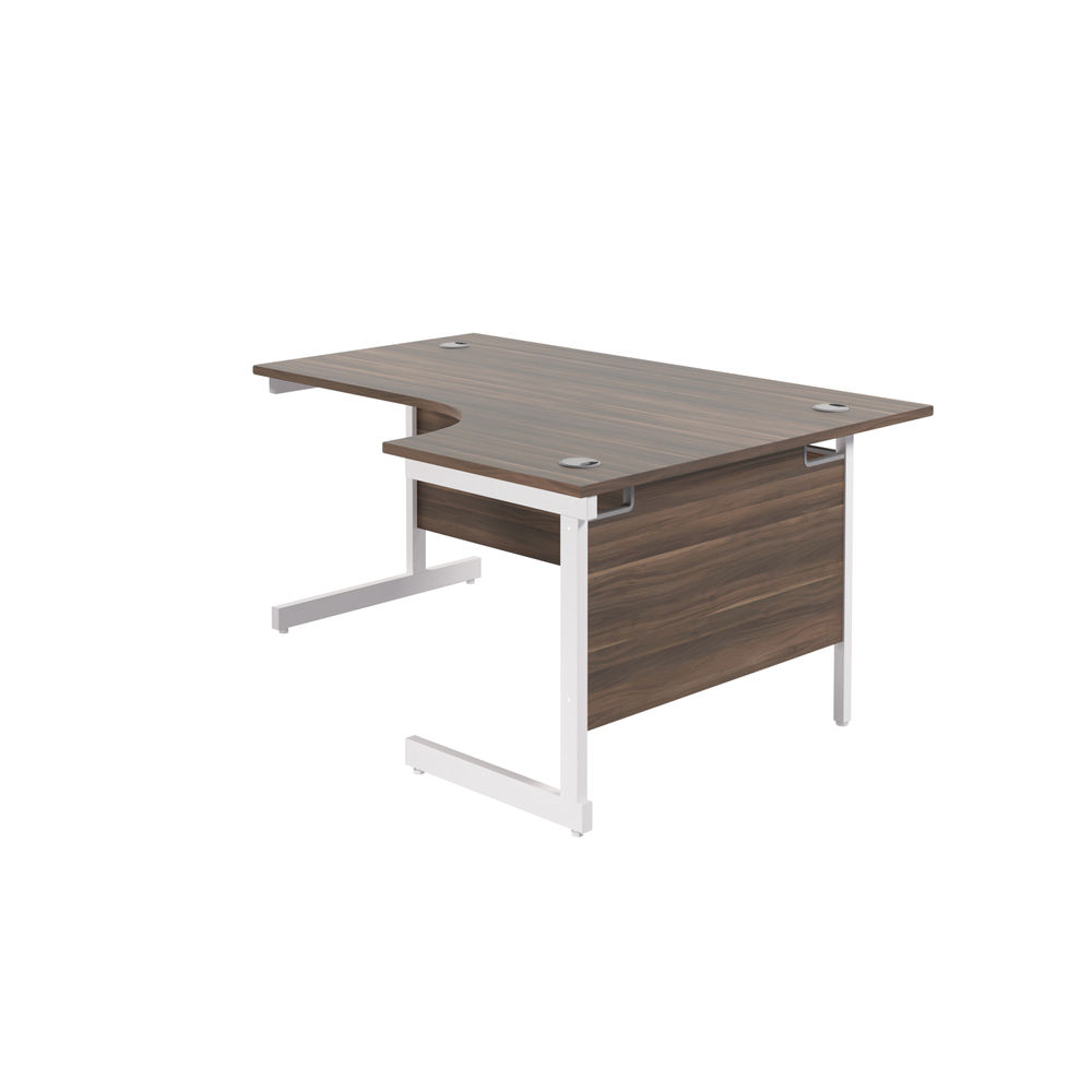 Jemini Radial 1600x1200x730mm Dark Walnut/White Right Hand Cantilever Desk