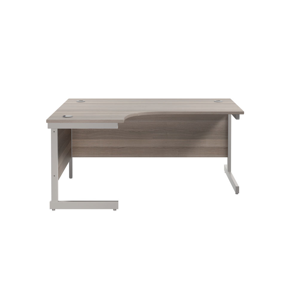 Jemini Radial 1800x1200x730mm Grey Oak/Silver Left Hand Cantilever Desk