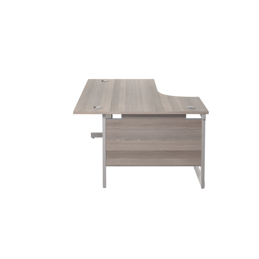 Jemini Radial 1800x1200x730mm Grey Oak/Silver Left Hand Cantilever Desk