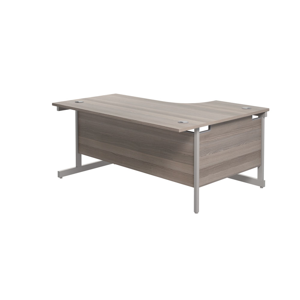 Jemini Radial 1800x1200x730mm Grey Oak/Silver Left Hand Cantilever Desk