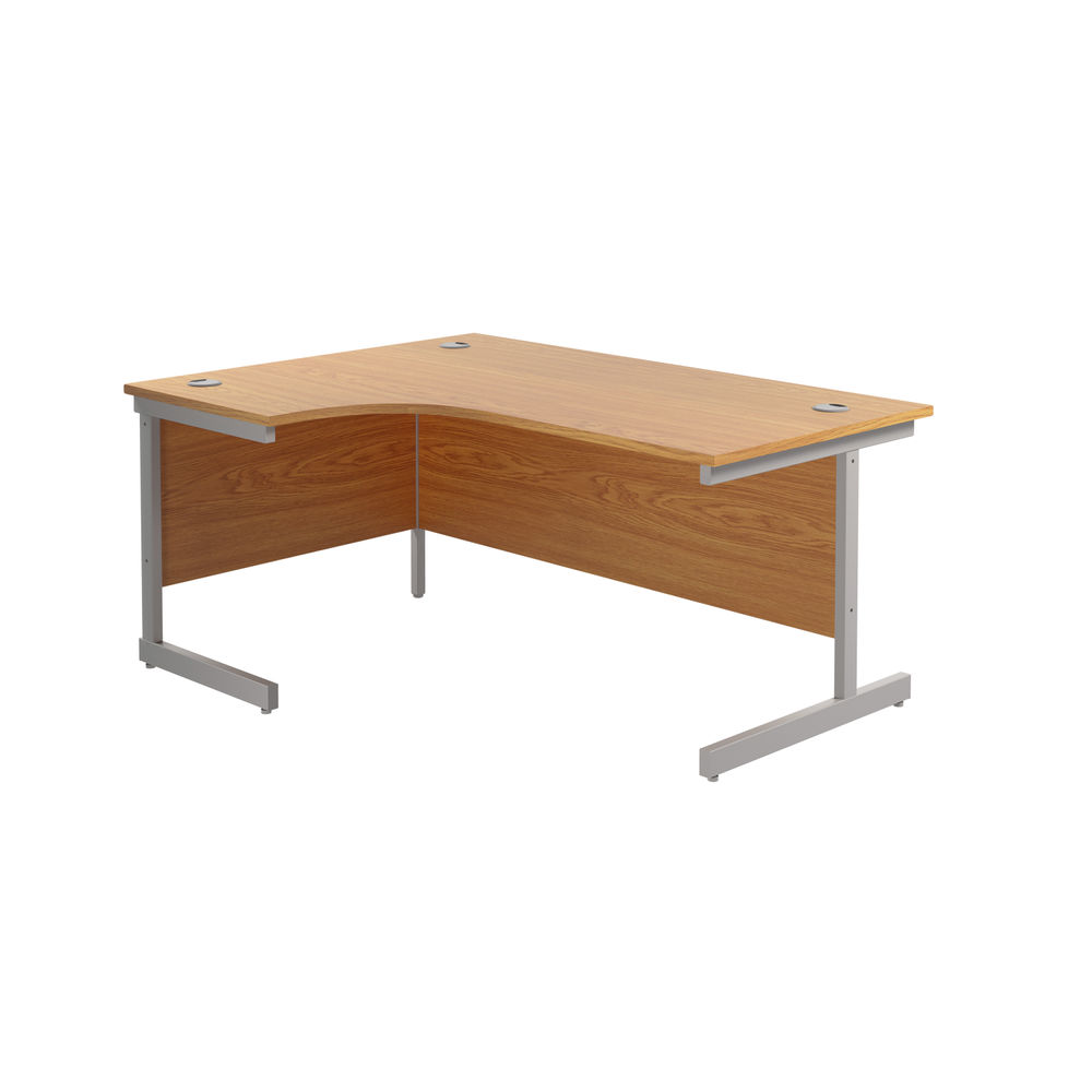 Jemini Radial Left Hand Cantilever Desk 1800x1200x730mm Nova Oak/Silver KF801986