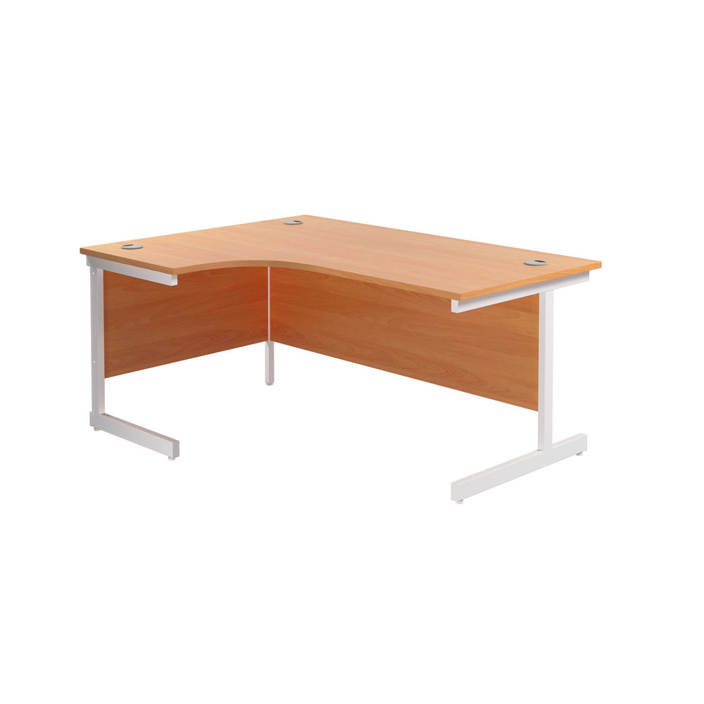 Jemini Radial Left Hand Cantilever Desk 1800x1200x730mm Beech/White KF802089