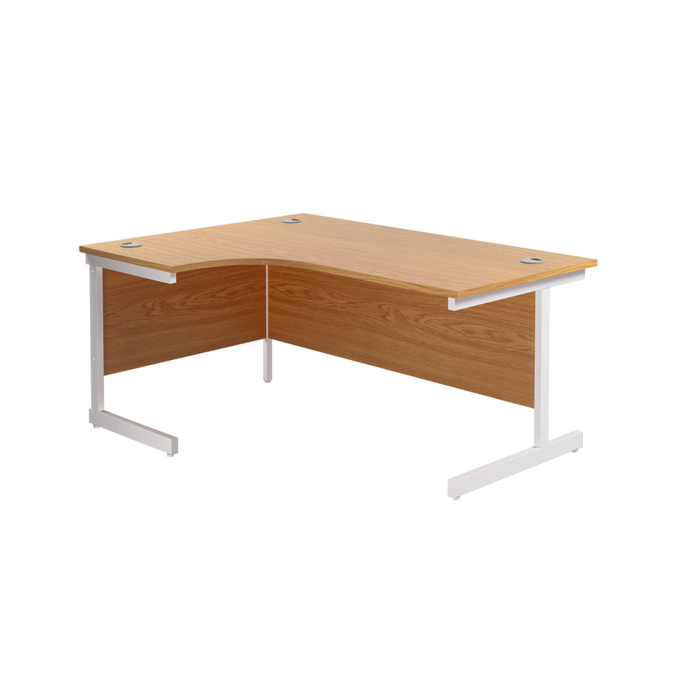 Jemini Radial Left Hand Cantilever Desk 1800x1200x730mm Nova Oak/White KF802100