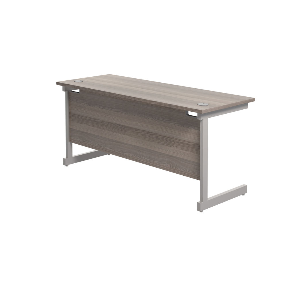 Jemini 1800x600mm Grey Oak/Silver Single Rectangular Desk