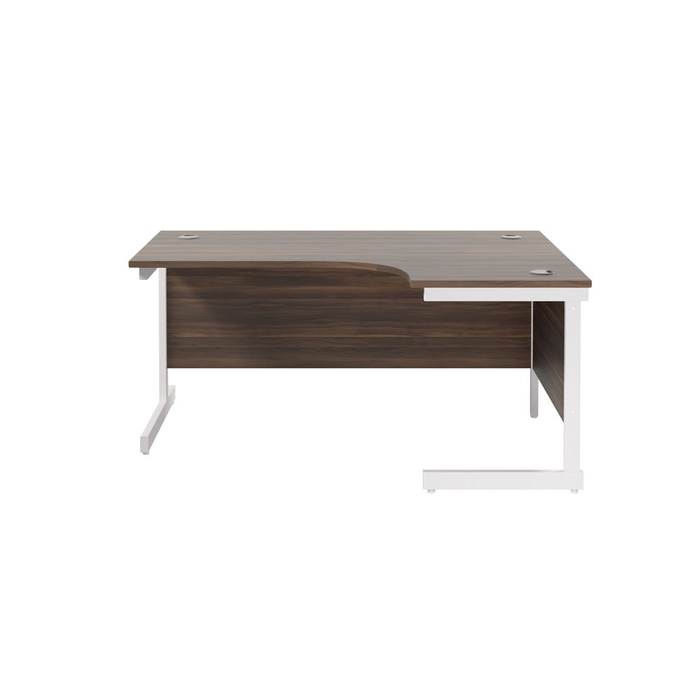 Jemini Radial 1600x1200x730mm Dark Walnut/White Right Hand Cantilever Desk