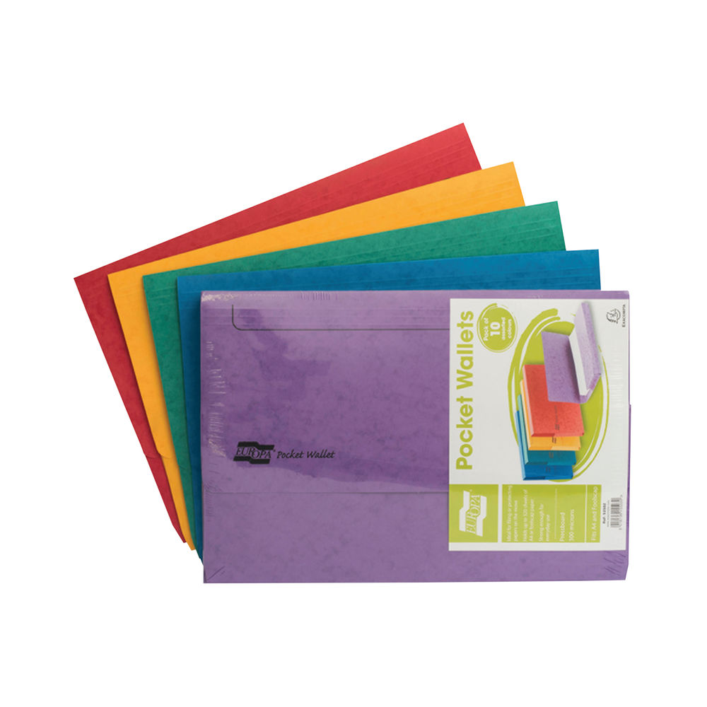 Exacompta Europa Document Wallet A4 Assorted Pack Of 10 5250z