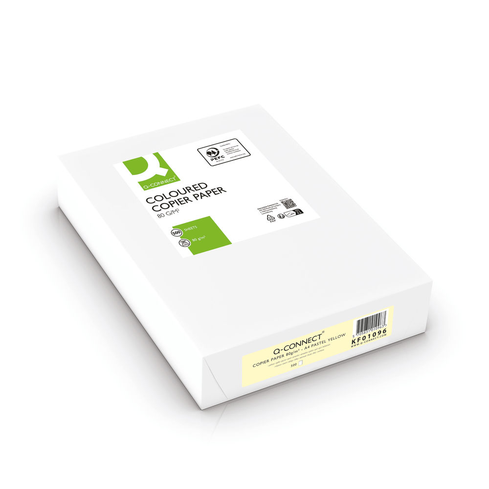 Q-Connect Yellow A4 Copier Paper 80gsm Ream (Pack of 500) KF01096