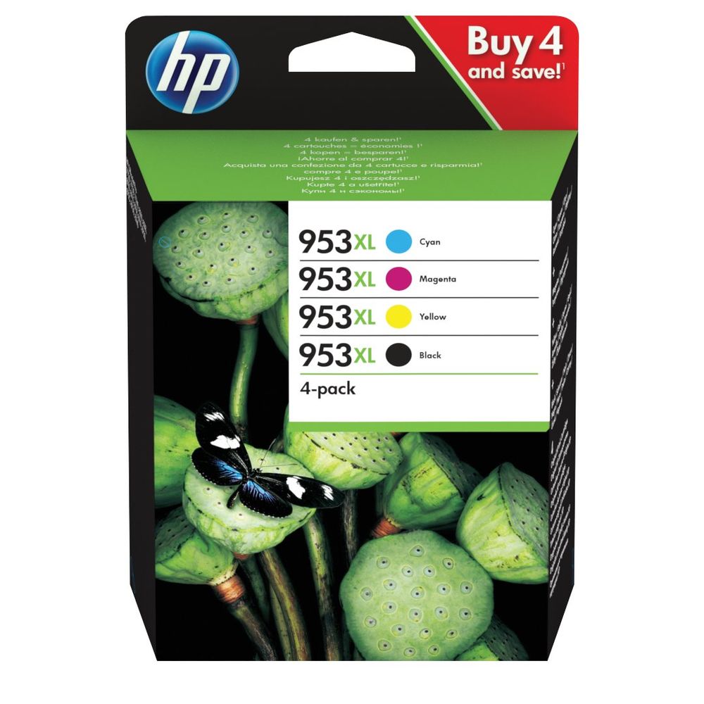 Hp 953xl Black And Colour Multipack Ink Cartridge 4 Pack 3hz52ae
