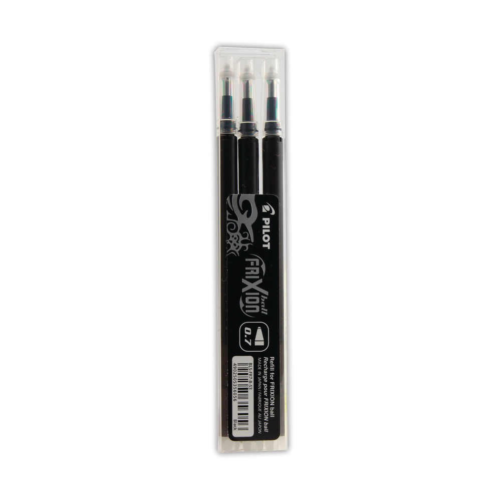 Pilot FriXion Rollerball Pen Refill Medium Black (Pack of 3)