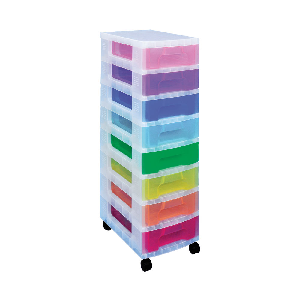 multi coloured storage drawers