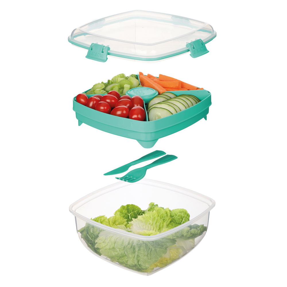 Sistema Salad Max to Go Coloured Clip 1.63L Clear