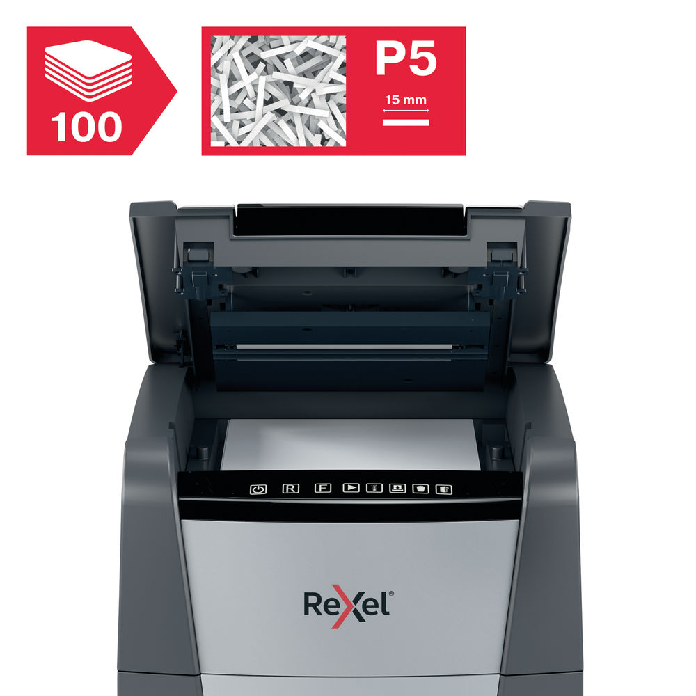 Rexel Optimum AutoFeed+ 100M Micro-Cut P-5 Shredder Black