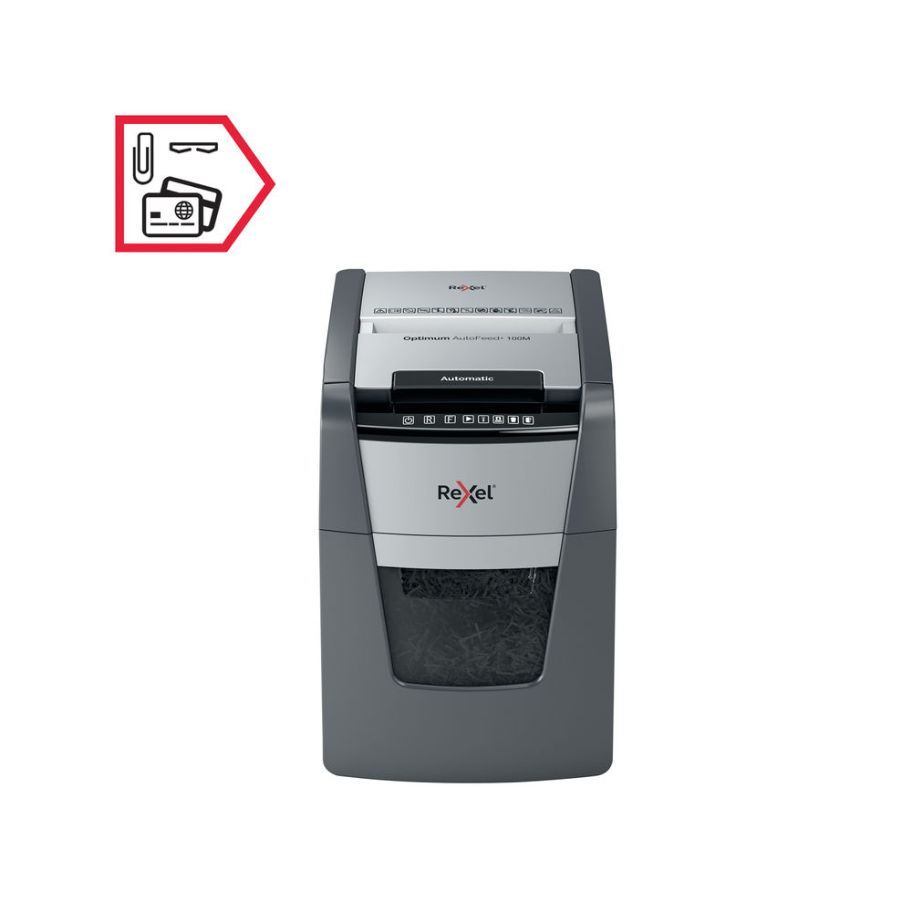 Rexel Optimum AutoFeed+ 100M Micro-Cut P-5 Shredder Black