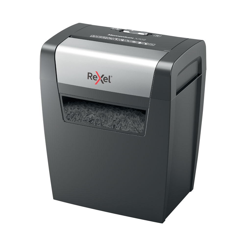 Rexel Momentum X308 Cross-Cut P-3 Shredder Black 2104570