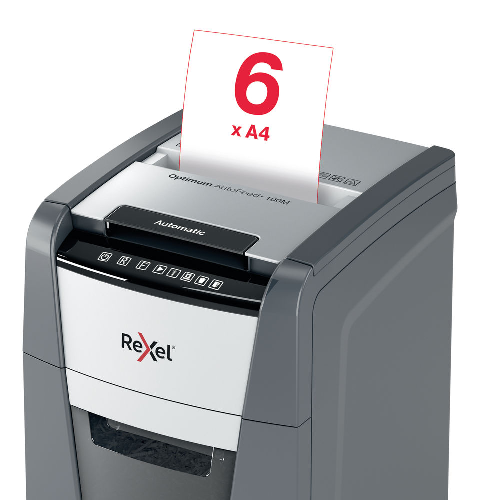 Rexel Optimum AutoFeed+ 100M Micro-Cut P-5 Shredder Black