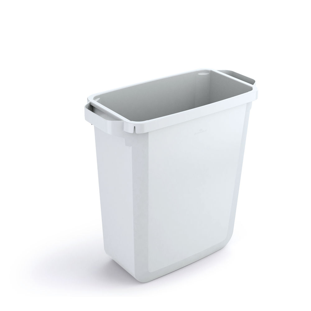 Durable Durabin Rectangular Waste Bin 60 Litre  282x590x600mm White 1800496010