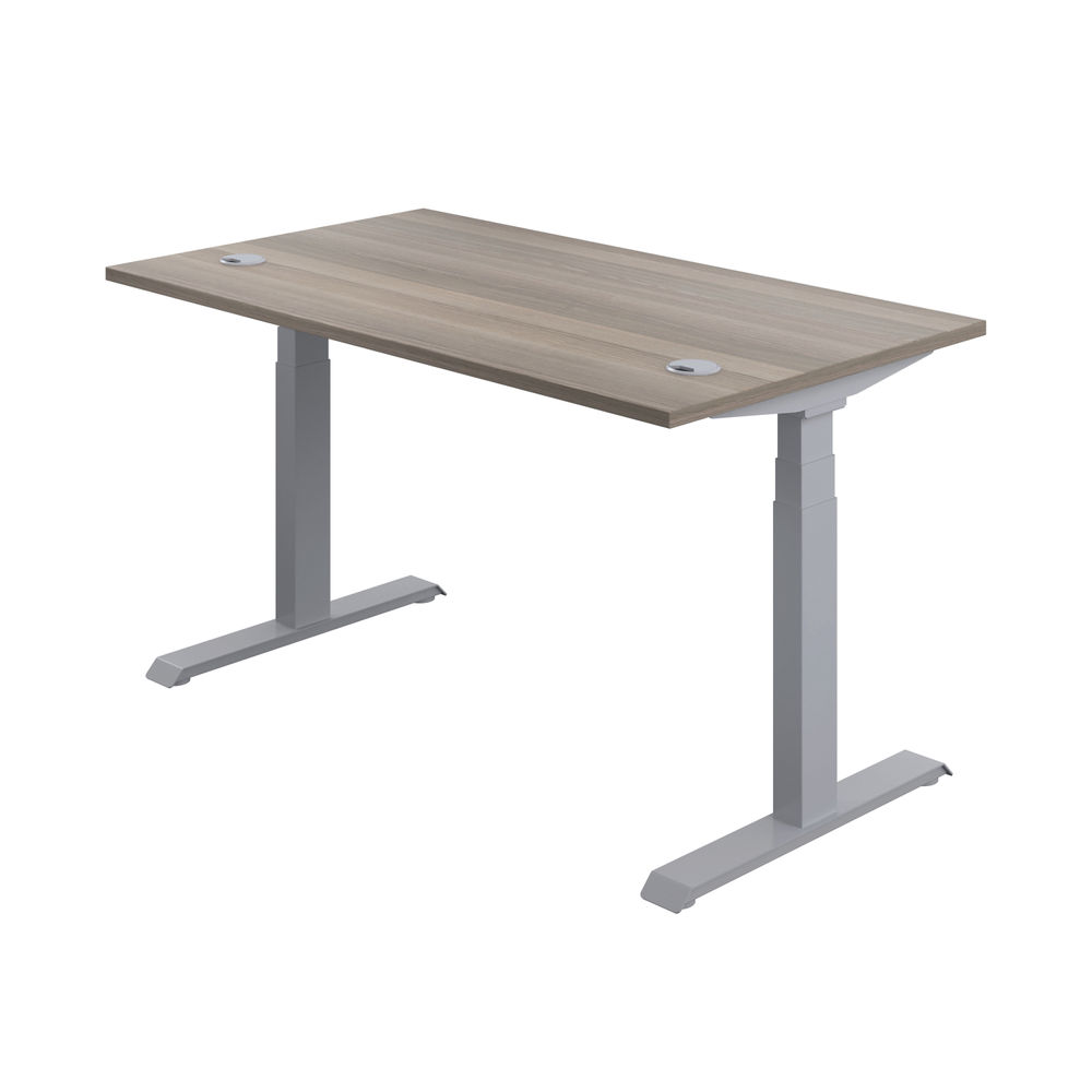 Jemini 1200x800mm Grey Oak/Silver Sit Stand Desk