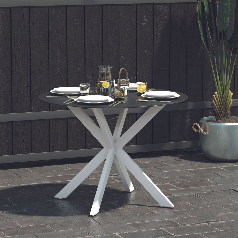 CL Circi Dining Glass Table Black and White