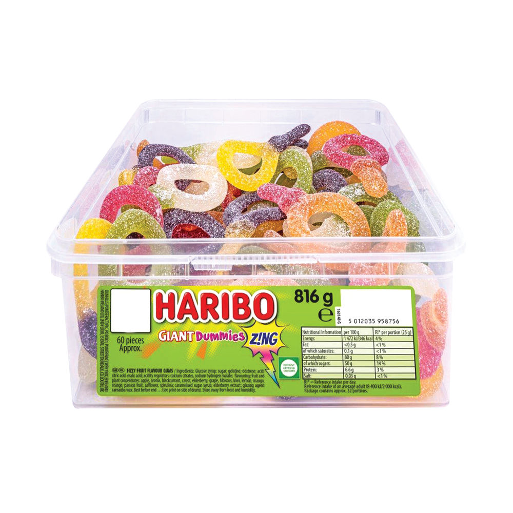 Haribo Giant Sour Suckers Tub (60 Sweets) - 13444