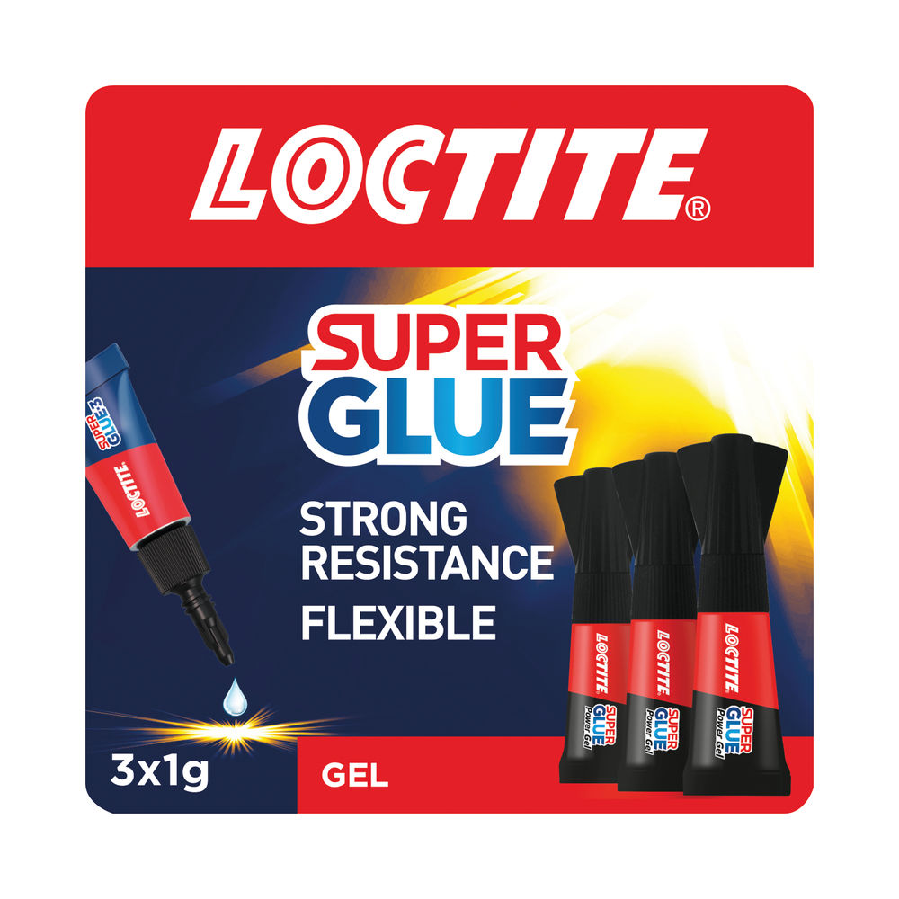 LOCTITE Super Glue - POWER FLEX MINI TRIO GEL - Flexible Adhesive - 3 x 1g  Tubes