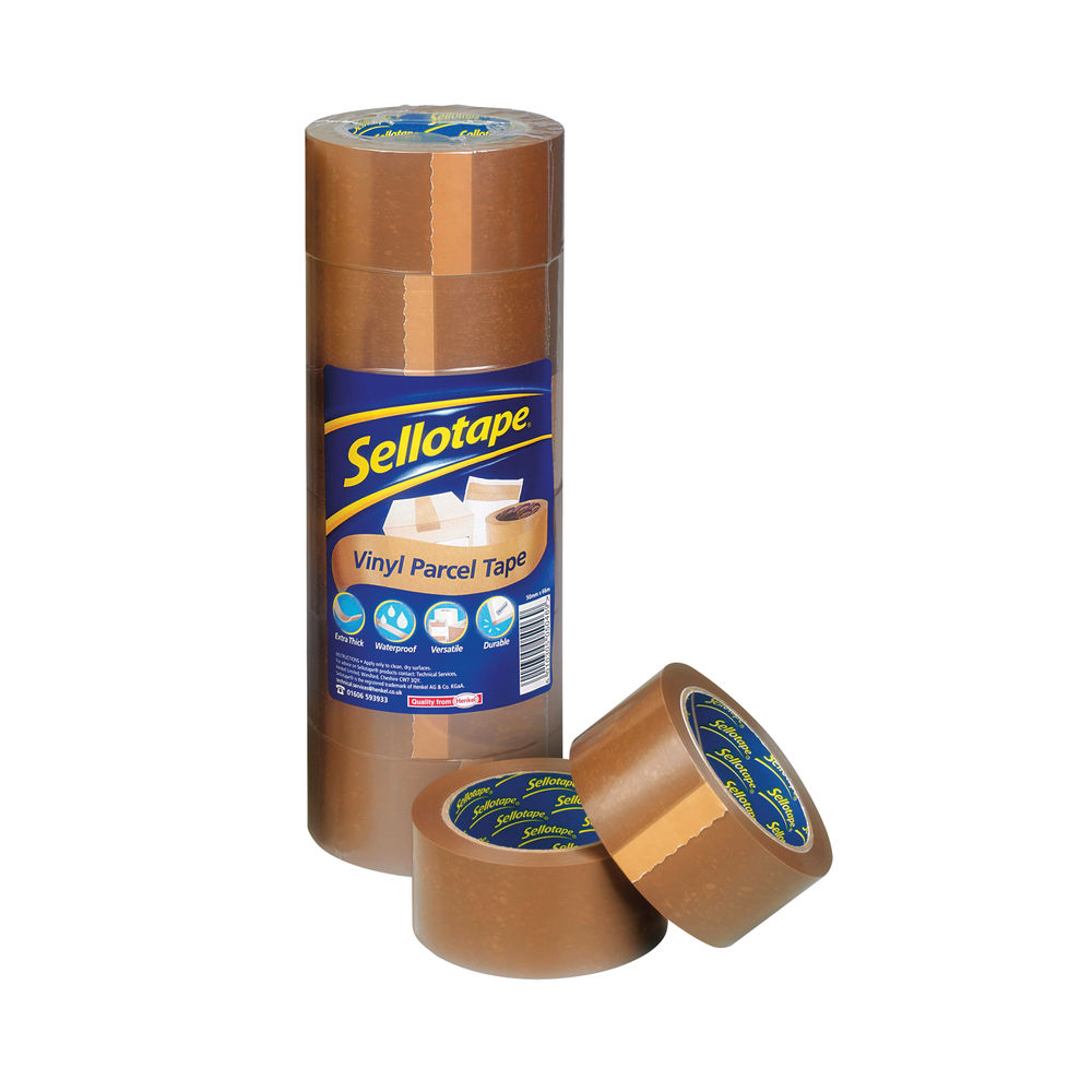 Sellotape Vinyl Case Sealing Tape 50mmx66m Brown (6 Pack)1447026