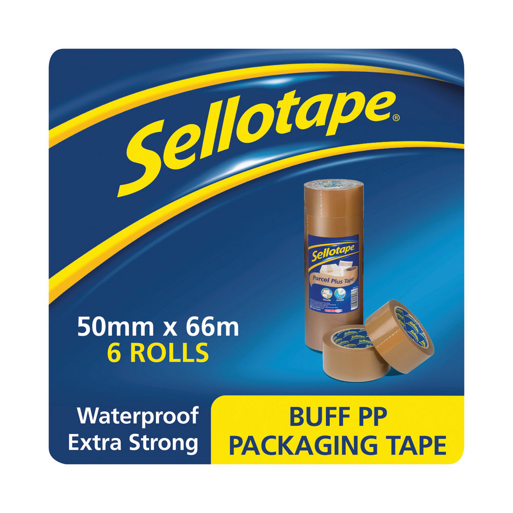 Sellotape 50mm x 66m Brown Poly Packaging Tapes (Pack of 6)