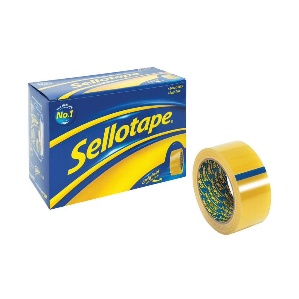 Sellotape 48mm x 66m Original Golden Tape, Pack of 6 - 1443304