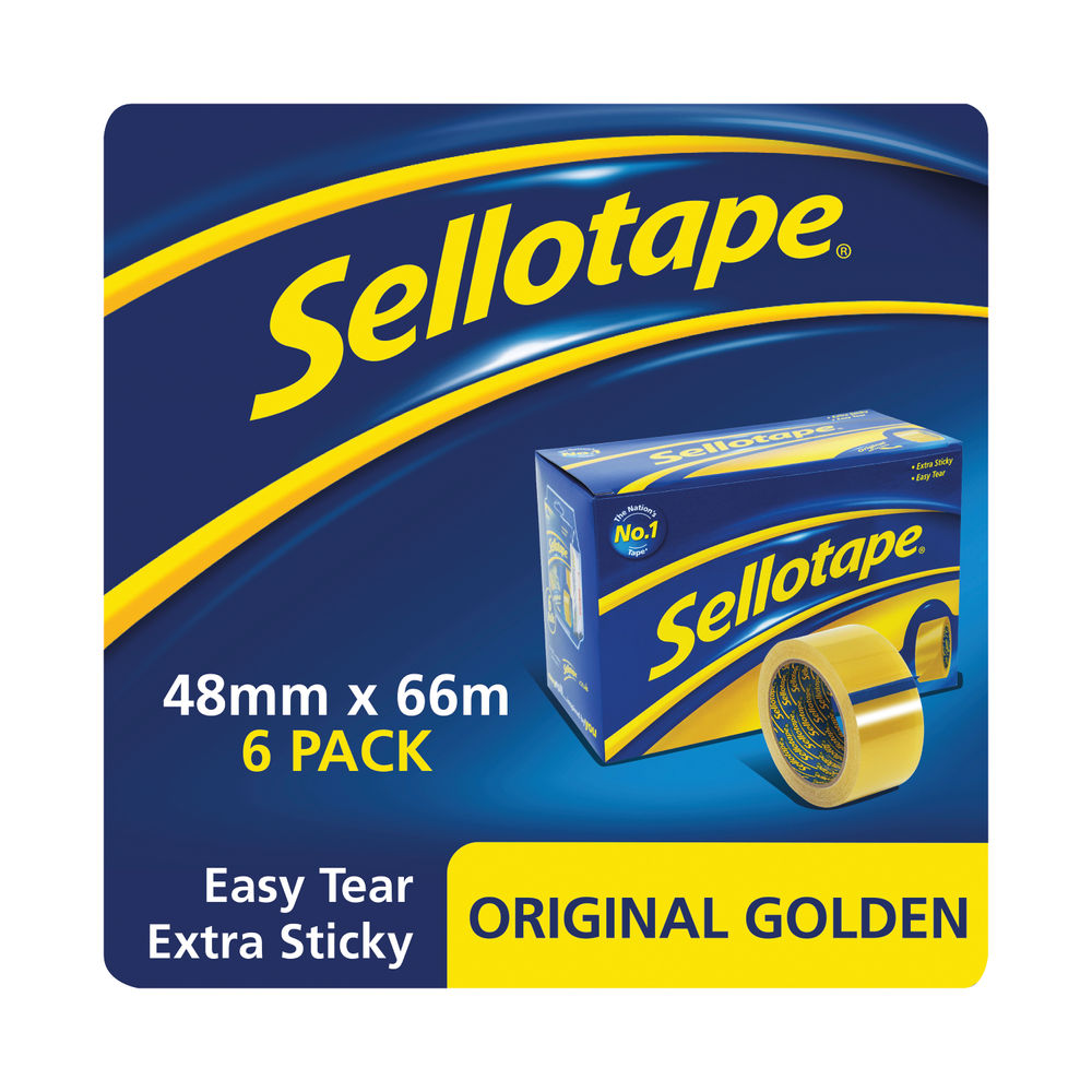 Sellotape 48mm x 66m Original Golden Tape (Pack of 6)