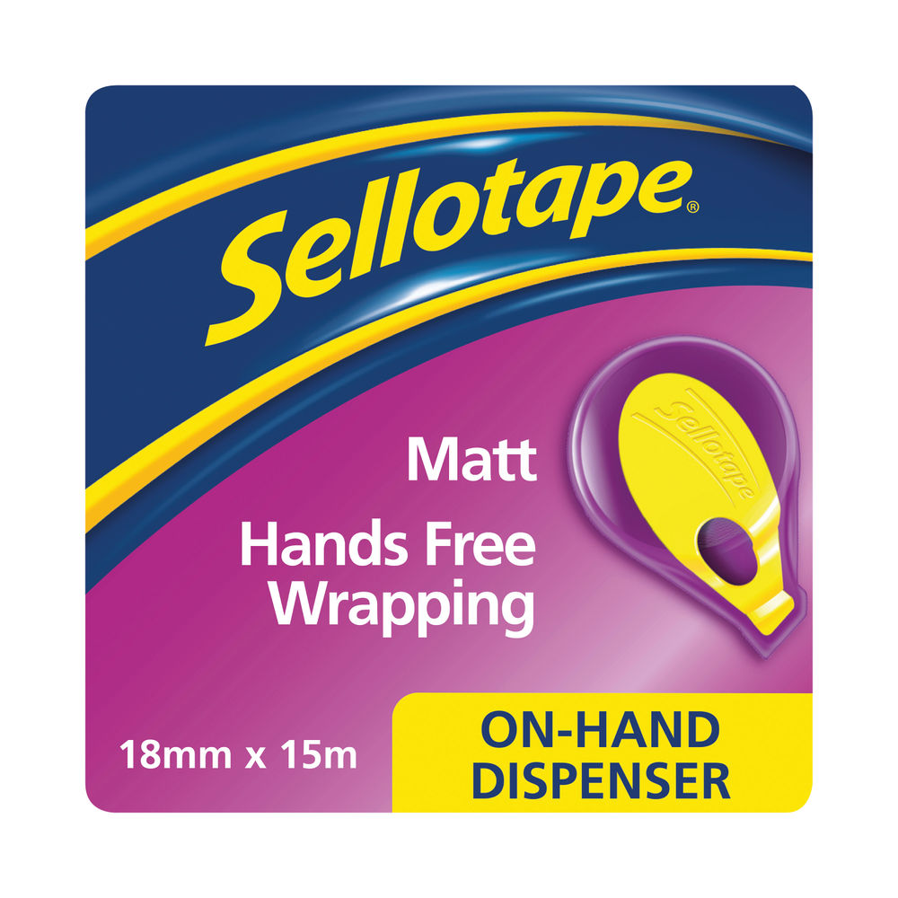 Sellotape On-Hand Dispenser with Invisible Tape 18mmx15m