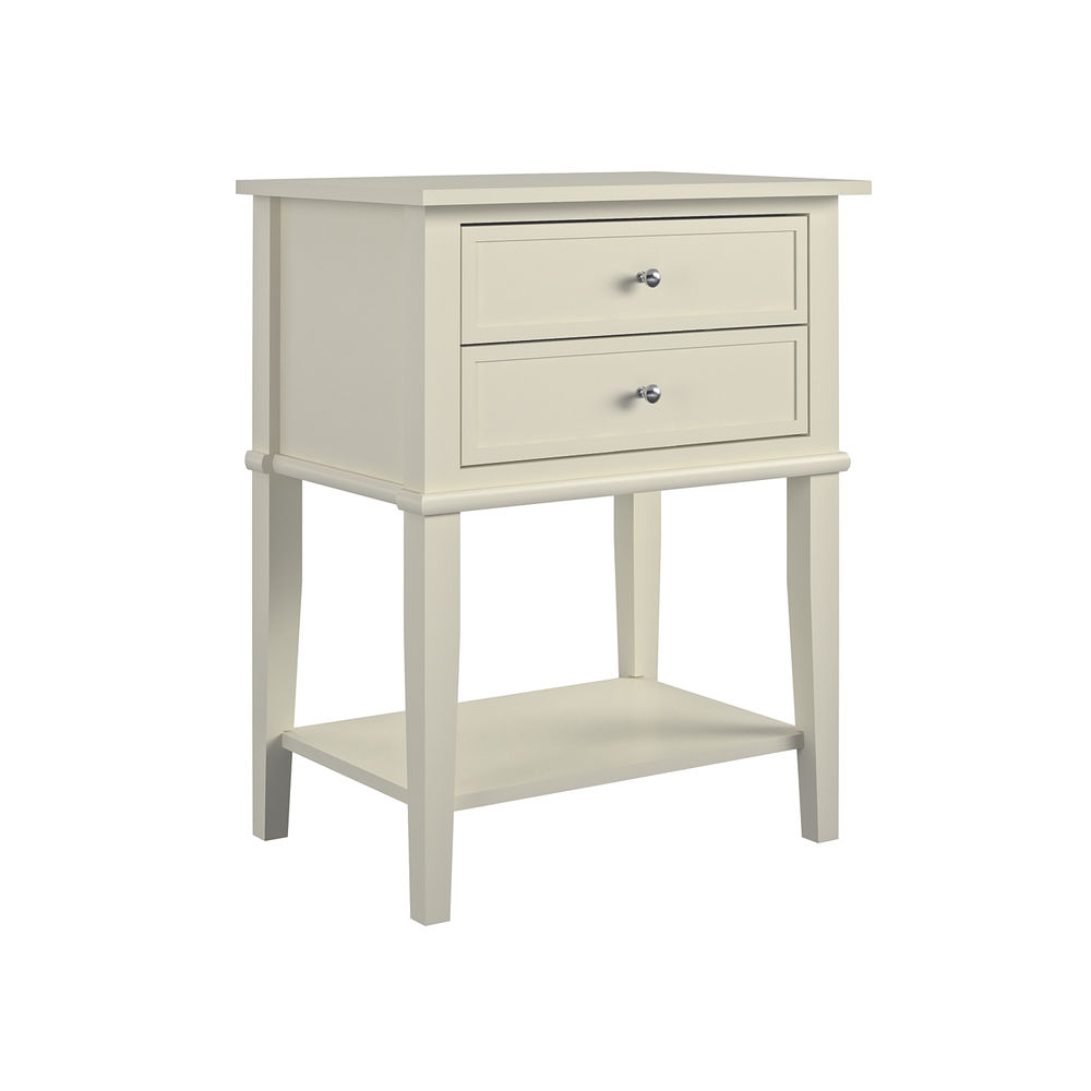 Franklin Accent Table with 2 Drawers White