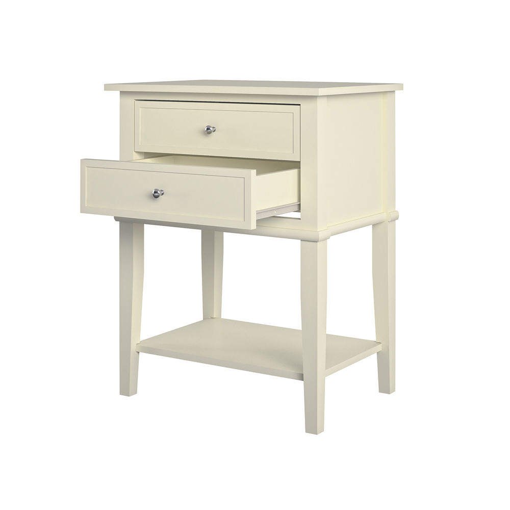 Franklin Accent Table with 2 Drawers White