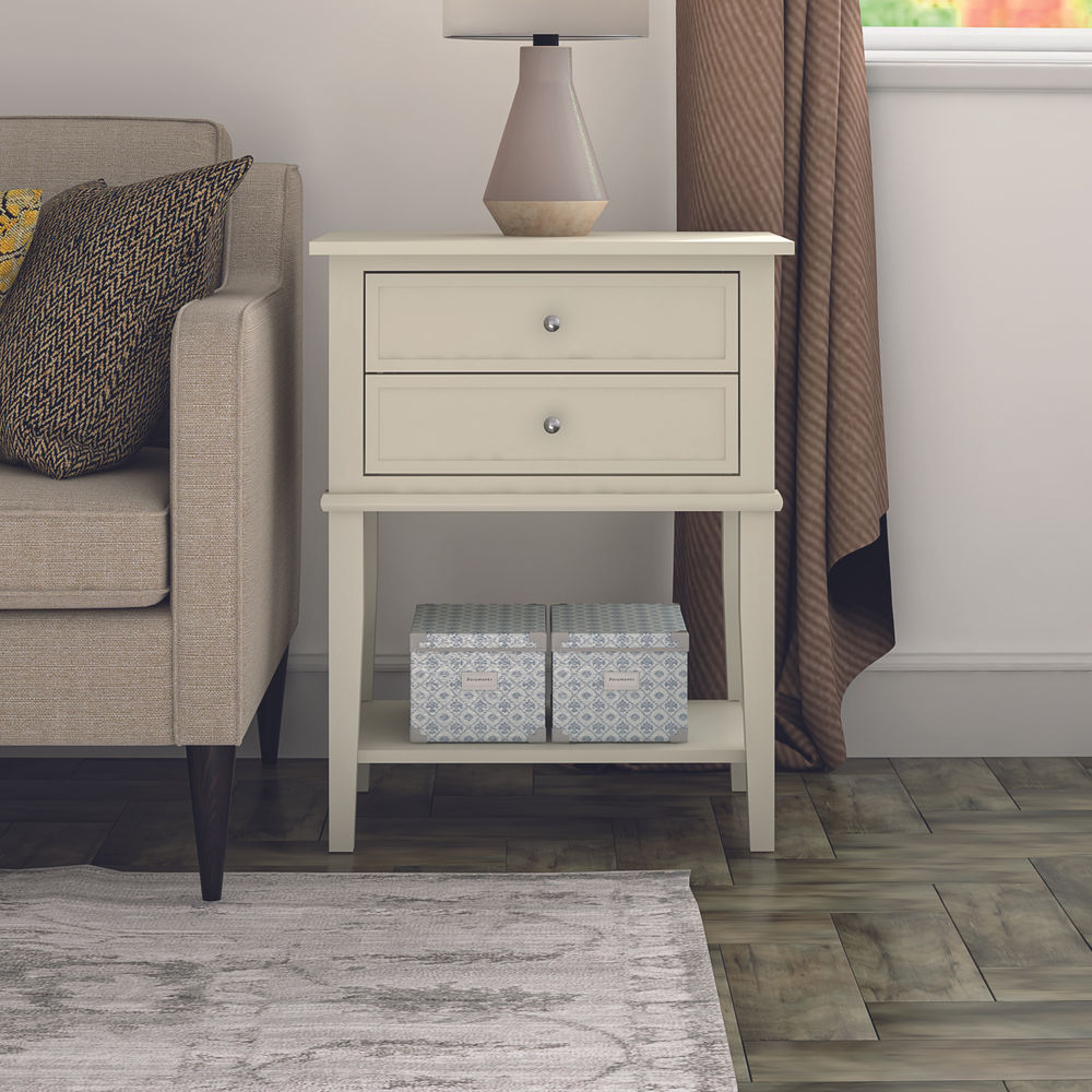 Franklin Accent Table with 2 Drawers White