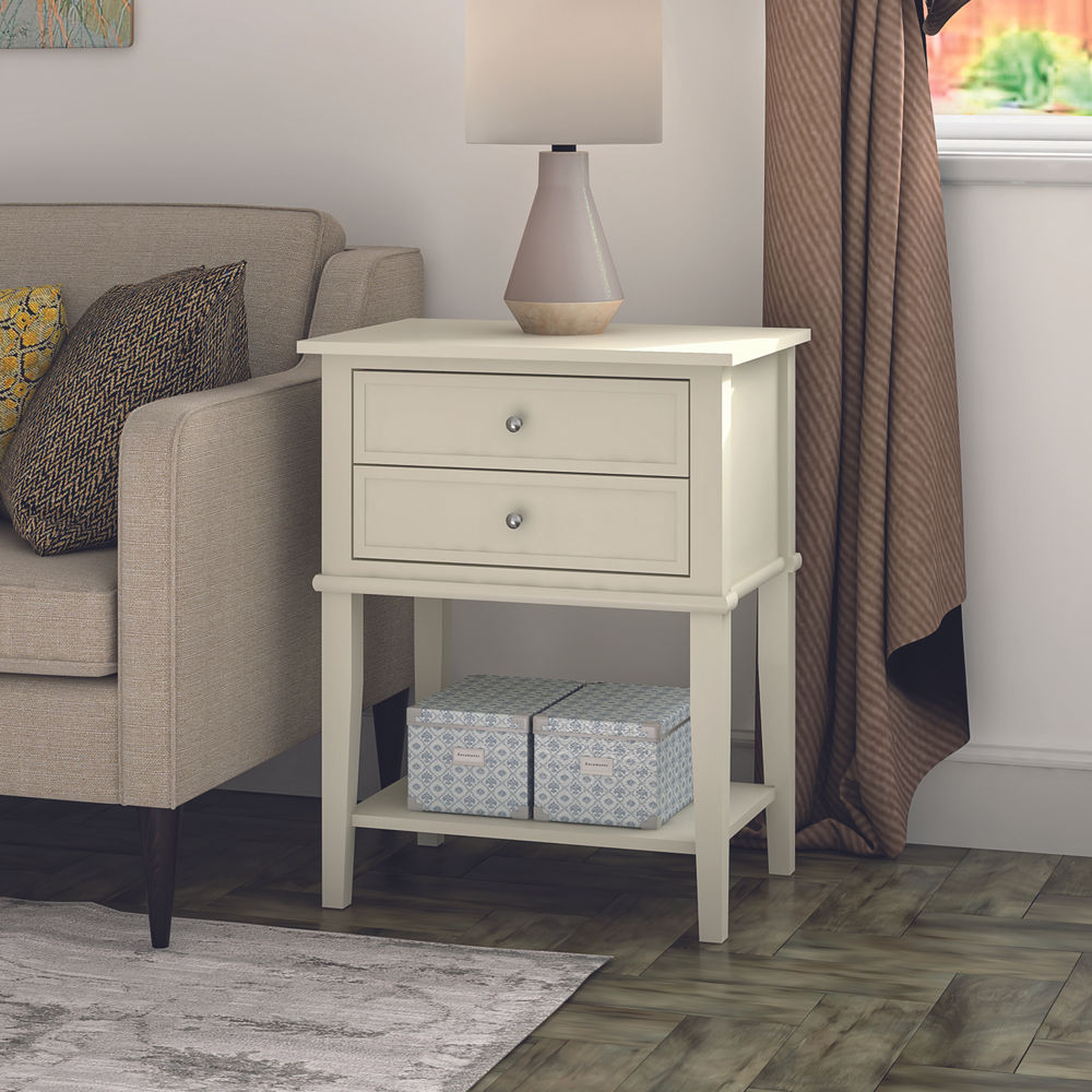 Franklin Accent Table with 2 Drawers White