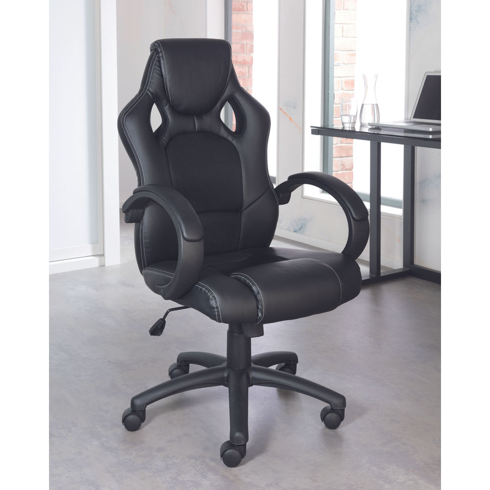 Daytona Faux Leather Racing Chair Black