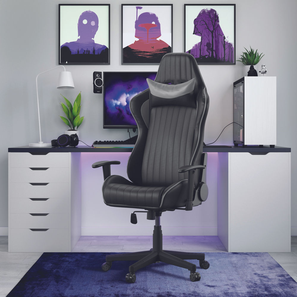 Senna Fully Adjustable Gaming Chair Faux Leather Grey