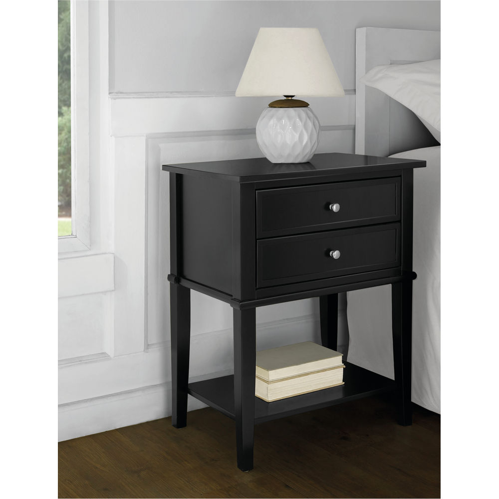 Franklin Accent Table with 2 Drawers Black