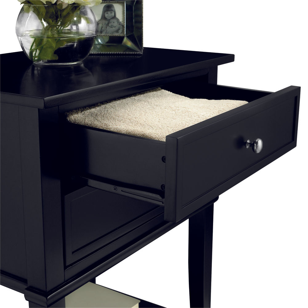 Franklin Accent Table with 2 Drawers Black