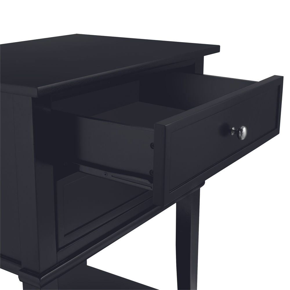 Franklin Accent Table with 2 Drawers Black