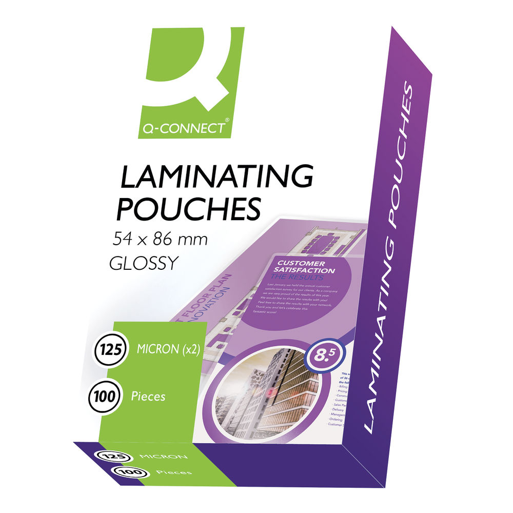 Q-Connect 54x86mm Laminating Pouches 250 Micron (Pack of 100) KF01203