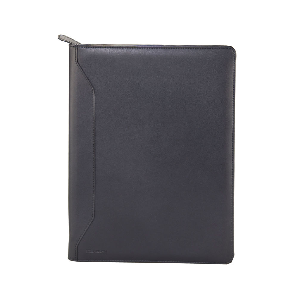 Monolith Leather Look Conference Folder with A4 Pad and Calculator Black 2914