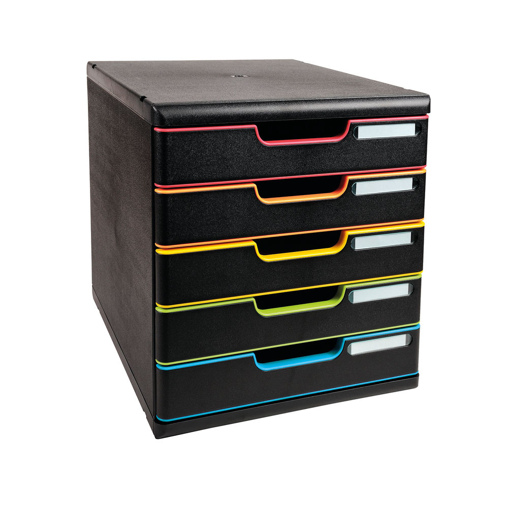 Exacompta Modulo with 5 Drawers A4 Black/Harlequin/Black